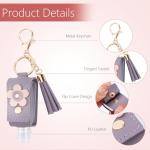 4-Pack Portable Leather Hand Sanitizer Keychains