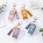 4-Pack Portable Leather Hand Sanitizer Keychains