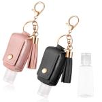 Portable Leather Hand Sanitizer Keychain Holders (2-Pack)