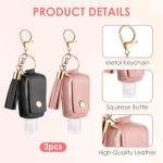 Portable Leather Hand Sanitizer Keychain Holders (2-Pack)