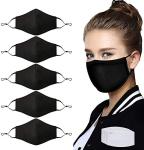 5-Pack Adjustable Cotton Face Masks with Filters