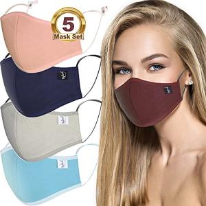 BigSmile 5 Pack Washable Adjustable Cloth Face Masks