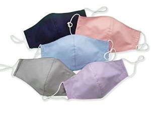 Adjustable Cotton Face Masks with Filter Pocket - 5 Pack