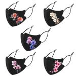 Fancy Flower Pattern Washable Cloth Masks, Pack of 5