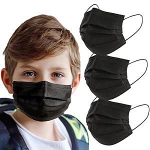 100 Pack Black Disposable Kids Face Masks