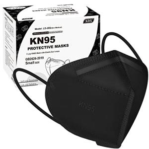 Kids KN95 Masks, 50 Pack, Black, Disposable