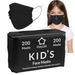 200pcs Kids 3-Ply Disposable Face Masks - Black