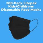 200pcs Kids 3-Ply Disposable Face Masks - Black