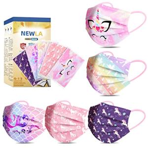 Colorful Unicorn Face Masks for Kids - 50 Pack