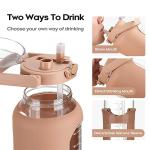 Large Motivational Water Bottle with Straw and Time Marker