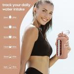 Large Motivational Water Bottle with Straw and Time Marker