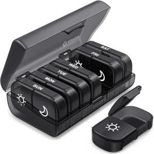 Chic Black Pill Organizer for Weekly Vitamins