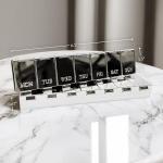 Elegant 7-Day Pill Organizer in Silver Metallic