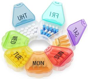 Weekly Pill Organizer with Large Compartments - Rainbow