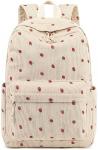 BLUBOON Strawberry Beige Corduroy School Backpack