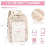 BLUBOON Strawberry Beige Corduroy School Backpack