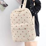 BLUBOON Strawberry Beige Corduroy School Backpack