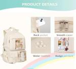 Cute Kawaii Backpack for Teen Girls - Beige