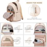 Beige Khaki 15.6 Inch Laptop Backpack for Women