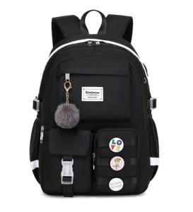 Wadirum Stylish Black Laptop Backpack for Girls