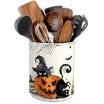 Halloween Cat Pumpkin Ceramic Utensil Holder