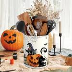 Halloween Cat Pumpkin Ceramic Utensil Holder