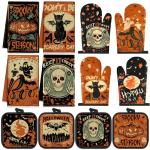 Halloween Kitchen Towels and Oven Mitts Set