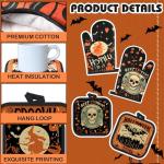 Halloween Kitchen Towels and Oven Mitts Set