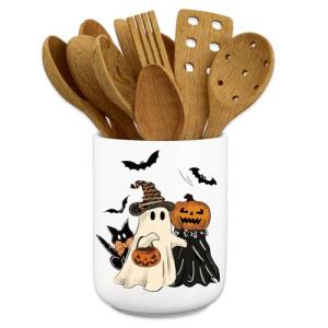 Halloween Pumpkin Ghost Utensil Holder for Kitchen
