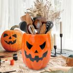 Cute Ceramic Pumpkin Utensil Holder for Halloween