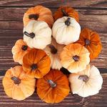 12pcs Faux Velvet Pumpkins for Fall Decor