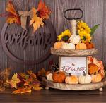 12pcs Faux Velvet Pumpkins for Fall Decor
