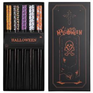 Halloween Themed Reusable Wooden Chopsticks - 5 Pairs