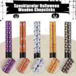 Halloween Themed Reusable Wooden Chopsticks - 5 Pairs