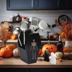 Gothic Halloween Utensil Holder for Spooky Kitchens