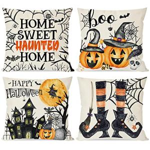 Halloween Pillow Covers Set of 4 for Fall
