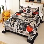 Halloween Themed Black Quilt Set for Queen Bed