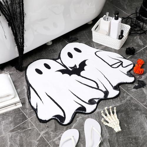 Halloween Ghost Bat bath rug non slip gothic bathroom decor