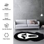 Fluffy Black Skull Bath Mat - Non-Slip Washable