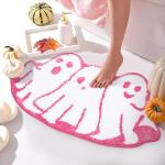 Pink Halloween Bath Mat - Ghost Non-Slip Rug
