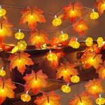 Fall Pumpkin Light Garland with Timer - 2 Pack