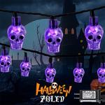 RECESKY 70 LED Purple Skull String Lights