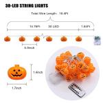 Runleo 30 LED Pumpkin String Lights for Halloween