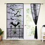 Halloween Spider Web Bats Lace Curtains, 2PCS
