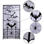 Black Lace Halloween Window Curtains - 2 Pack