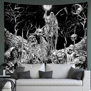 Black and White Gothic Skull Wall Tapestry