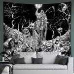 Black and White Gothic Skull Wall Tapestry