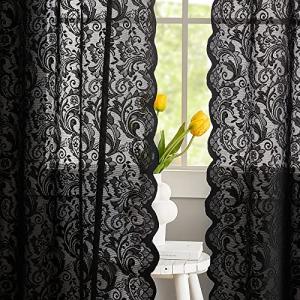 Black Lace Halloween Curtains for Gothic Decor 84