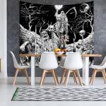 Black and White Gothic Skull Wall Tapestry