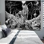 Black and White Gothic Skull Wall Tapestry